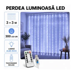 ( 50 / bax) Perdea 3*3 300LED – alb rece