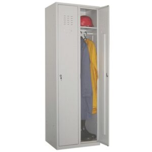 Vestiar metalic din otel, 2 usi cu chei, 2 polite si 2 bare pt umerase, L60*l50*H185 – gri