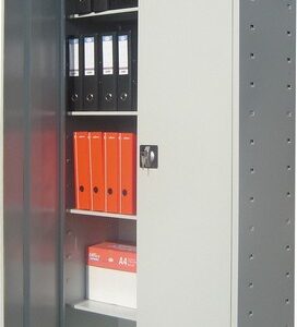 Fiset metalic din otel, 2 usi cu chei, 4 polite reglabile + baza, 60 kg/polita, L80*l40*H180cm – gri