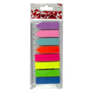 Stick index plastic cu rigla  44*12.7 mm 8 culori neon *25 file (4 steag+ 4 sageata) EVOffice