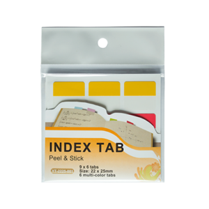 Permanent stick index plastic transparent cu margine color  22 *25 mm, 6 culori *9 file/set
