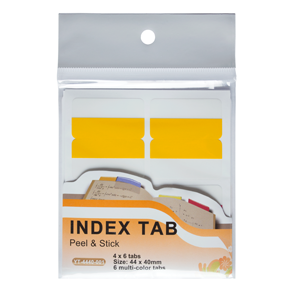 Permanent stick index plastic transparent cu margine color  44(2*22) * 40 mm, 6 culori * 4 file/set