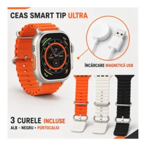 ( 200 / bax) ceas ultra cu 3 curele – portocaliu. negru si alb