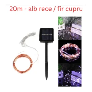 (100)/ bax Solar
SIZE: L=20M                      CLR:white  light                 MODE: solar  straight line.  with 200 LED           
instalatie