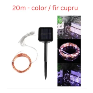 (100)/ bax Solar
SIZE: L=20M                      CLR:  colorful light             MODE: solar  straight line.  with 200 LED           
instalatie