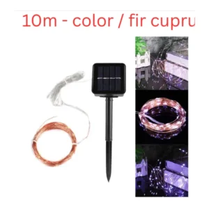 (100)/ bax Solar
SIZE: L=10M                      CLR:colorful light         MODE: solar  straight line.  with 100 LED      
instalatie