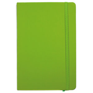 Agenda A5, 80 file, cu coperti rigide si elastic, buzunar interior si suport pix – verde