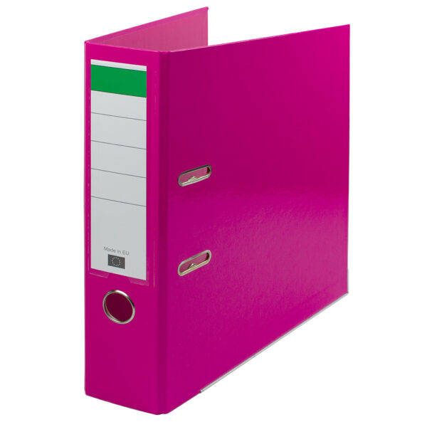 Biblioraft carton plastifiat, mecanism asamblat cu margine metalica A4 7.5cm similar Noki - roz