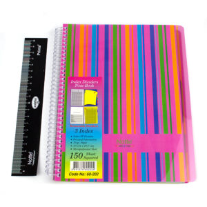 Caiet A5 cu spira, microperforatii si coperti plastic, 150 file, 3 index-uri PP repozitionabile – matematica