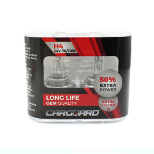 Set de 2 becuri Halogen 24V –  H4, 70W, +50% Intensitate – LONG LIFE – CARGUARD