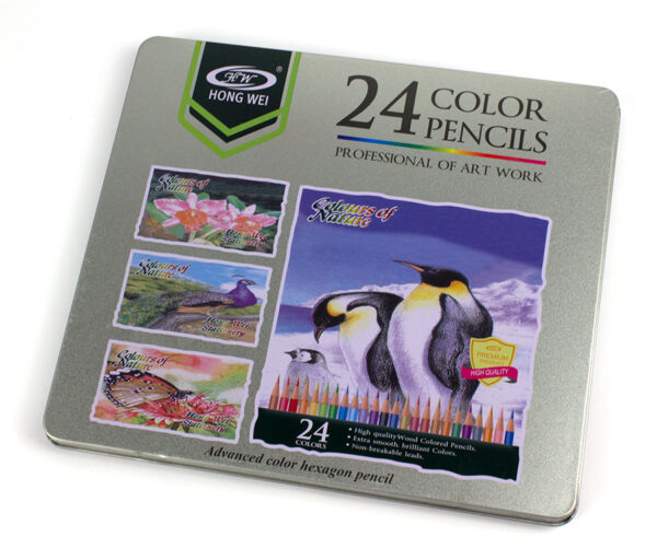 Creioane colorate superioare, 24 culori in cutie metal