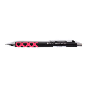 Creion mecanic 0.5mm, accesorii metalice, rubber grip si radiera incorporata Willgo Click – roz