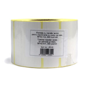 Etichete cu transfer termic pentru imprimante cu coduri de bare 58*43 mm , 900buc/rola