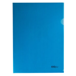 Mapa plastic transparent albastru, A4 cu deschidere in „L” , 120 microni, 50 buc/set EVOffice