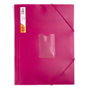 Mapa plastic rigid A4 (318*237mm) cu elastic si buzunar pt carte vizita – roz