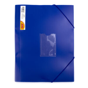Mapa plastic rigid A4 (318*237mm) cu elastic si buzunar pt carte vizita EVOffice -albastru
