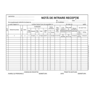NIR(Nota de Intrare Receptie) cu TVA,autocopiativ 3ex,A4,100 file/carnet