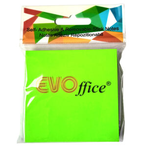 Notes autoadeziv 76*76 mm, verde neon, 100 file EVOffice