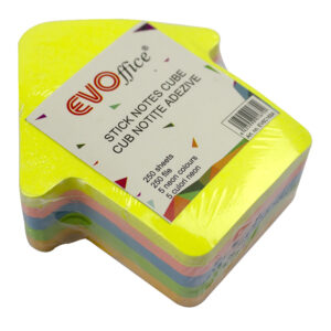 Notes autoadeziv cub color 250 file, 5 culori neon  EVOffice – Sageata
