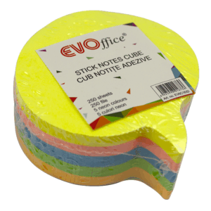 Notes autoadeziv cub color 250 file, 5 culori neon  EVOffice –  Idee
