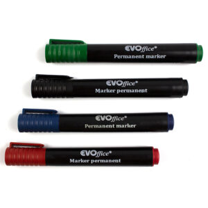 Permanent marker varf rotund 4 culori/set EVOffice 8006