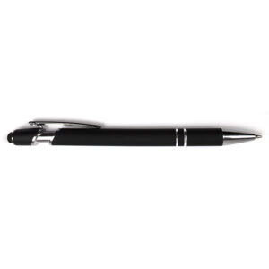 Pix metalic cu mecanism si buton touchscreen,corp negru, accesorii argintii, mina tip parker