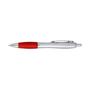 Pix plastic cu mecanism, corp argintiu cu grip rosu si mina tip parker  No. 1202