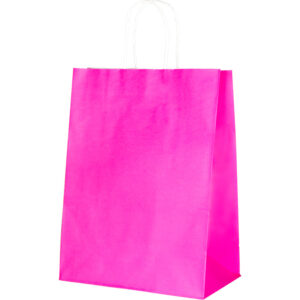 Punga din carton 150g kraft 26*33*12 cm -roz neon