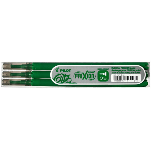 Rezerva roller cerneala varf fin 0.5mm, 3buc/set Frixion Point Pilot verde