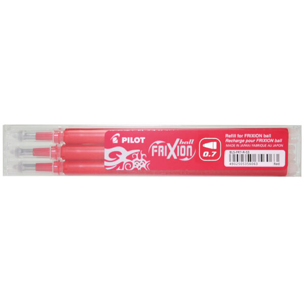 Rezerva roller cerneala varf mediu 0.7mm, 3buc/set Frixion ball pilot- rosu