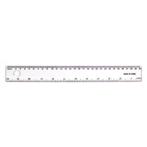 Rigla plastic transparent cu lupa 30cm