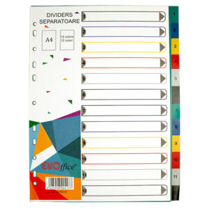 Separatoare plastic 12 culori/set Evoffice