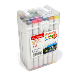 Set 24 carioci profesionale cu 2 capete, in cutie plastic