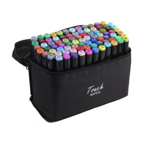 Set 80 de carioci profesionale cu 2 capete, in suport textil
