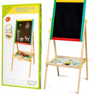 Set tabla magnetica pentru desen 40*35 cm cu rama si stativ lemn, suport si accesorii No.8870