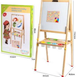 Set tabla magnetica pentru desen 52*55 cm cu rama si stativ lemn, suport si accesorii No.148