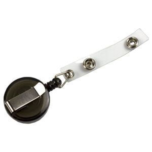 Snur retractabil cu clip pentru buzunar ecuson, plastic, diam 32mm, l max 75cm – negru