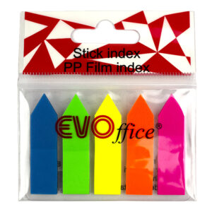 Stick index plastic 45*12 mm, 5 culori neon*20 file, forma sageata EVOffice