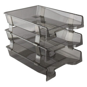 Tavite plastic suprapozabile fixe 3/set cu distantier Ark – fumuriu
