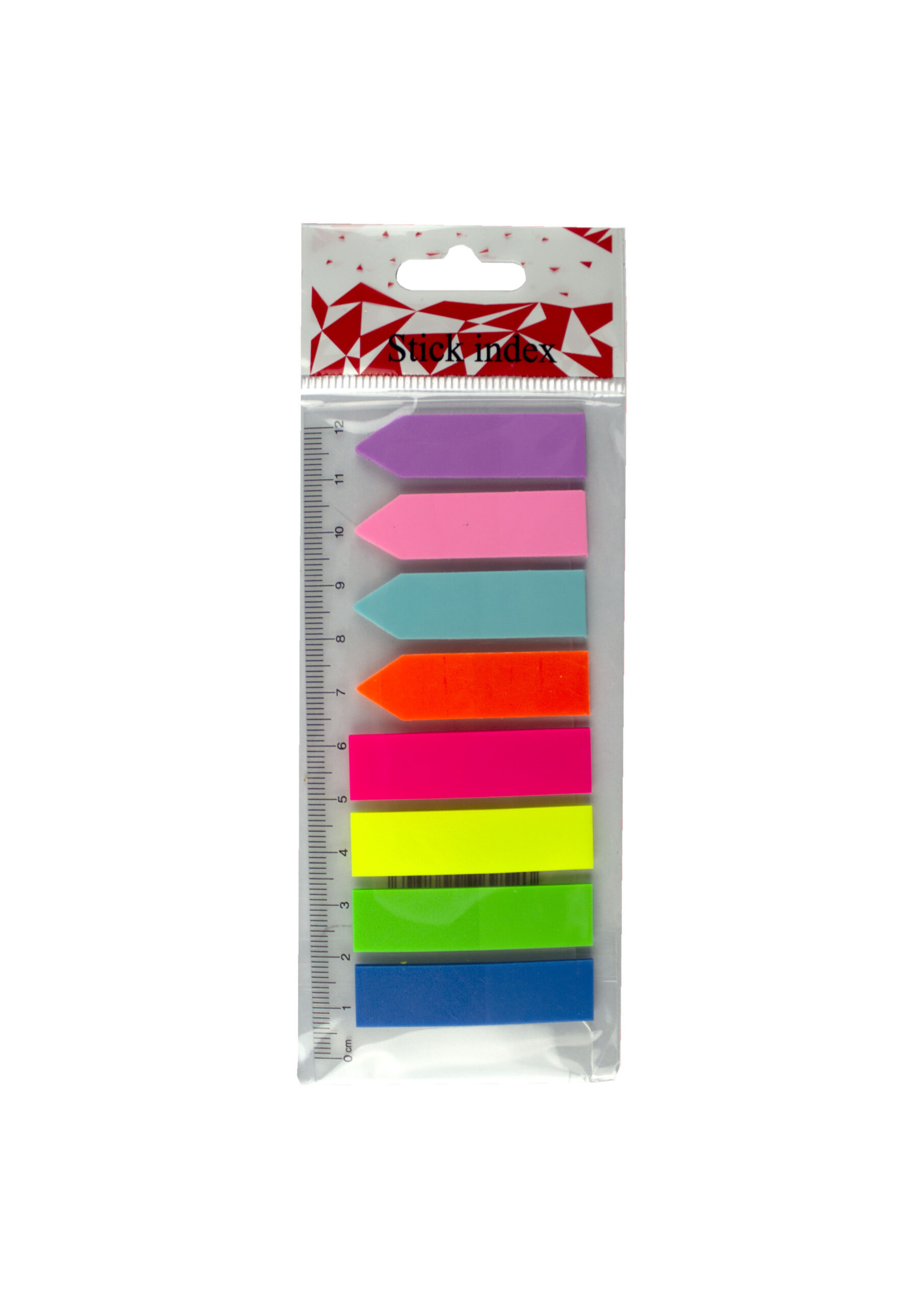 6938_1_1610443884.jpg Stick index plastic cu rigla 44*12.7 mm 8 culori neon *25 file (4 steag+ 4 sageata) EVOffice