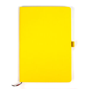 Agenda A5, 80 file, cu coperti rigide si elastic, buzunar interior si suport pix - galben