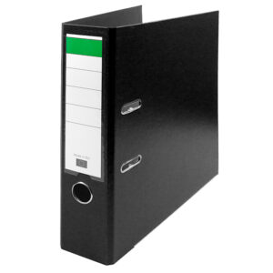 Biblioraft carton plastifiat, mecanism asamblat cu margine metalica A4 7.5cm similar Noki - negru