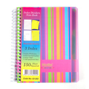 Caiet A6 cu spira, microperforatii si coperti plastic, 150 file, 3 index-uri PP repozitionabile - matematica