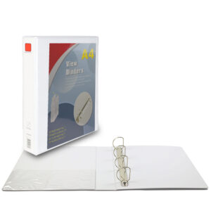 Caiet mecanic alb cu buzunar A4, 4 inele D38, cotor 55 mm