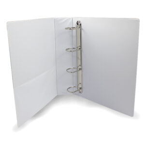 Caiet mecanic alb cu buzunar A4, 4 inele D51, cotor 75 mm