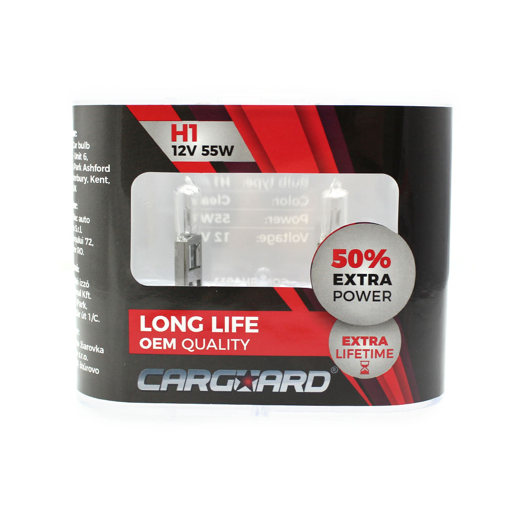 carguard-set-2-becuri-halogen-h1-55w-50-intensitate-long-life.jpg Set de 2 becuri Halogen H1, 55W, +50% Intensitate - LONG LIFE - CARGUARD