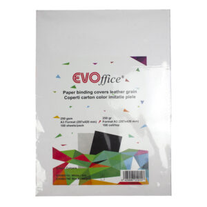 Coperti carton color imitatie piele A3 230g/mp 100coli/top EVOffice - alb