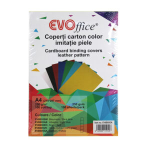 Coperti carton color imitatie piele A4 250g/mp 100coli/top EVOffice - galben
