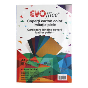 Coperti carton color imitatie piele A4 250g/mp 100coli/top EVOffice - bleumarin
