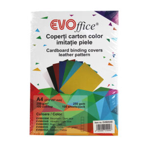 Coperti carton color imitatie piele A4 250g/mp 100coli/top EVOffice - albastru deschis